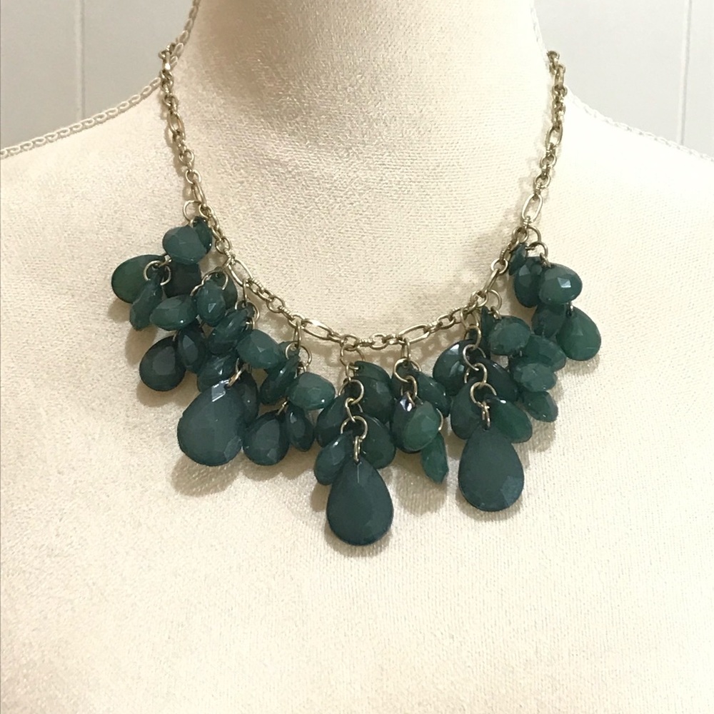 ☀️Forest green teardrop cluster necklace